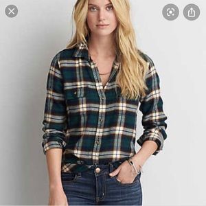 American Eagle Flannel Green and Yellow